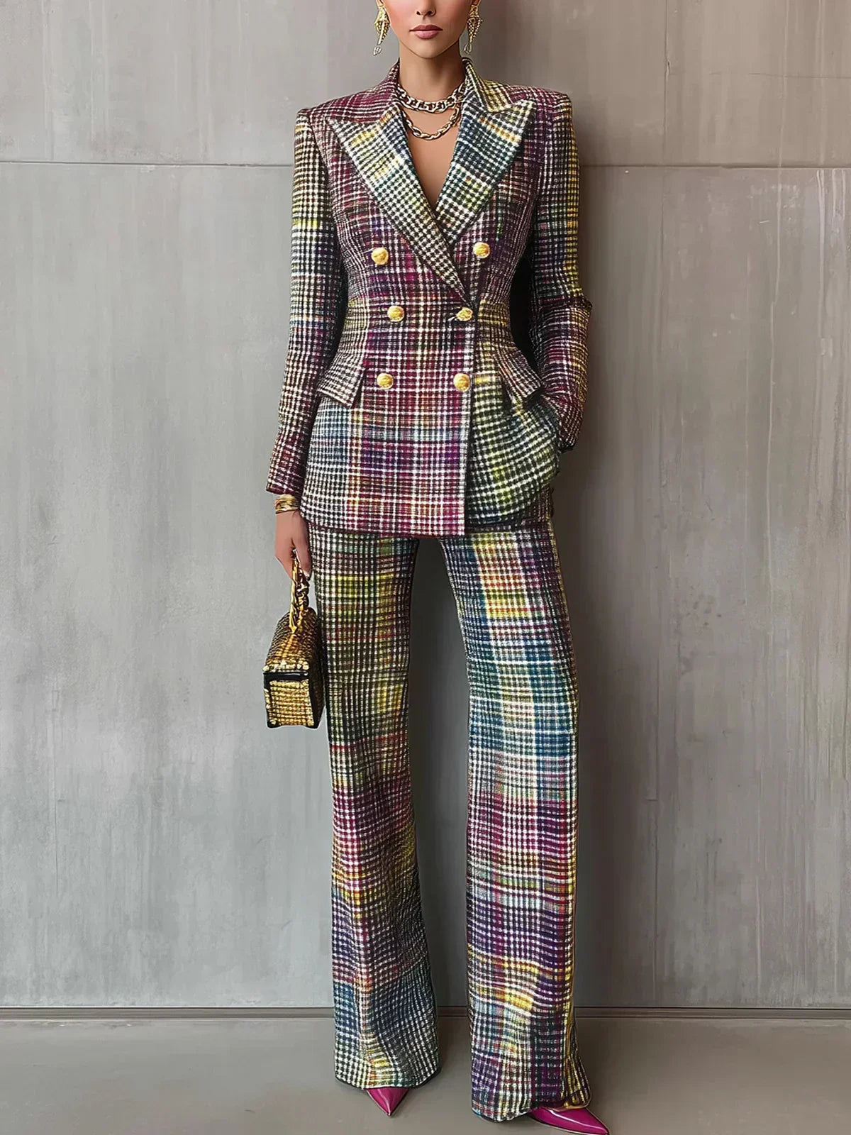 Sophia | Luxe Multicolor V-neck Suit