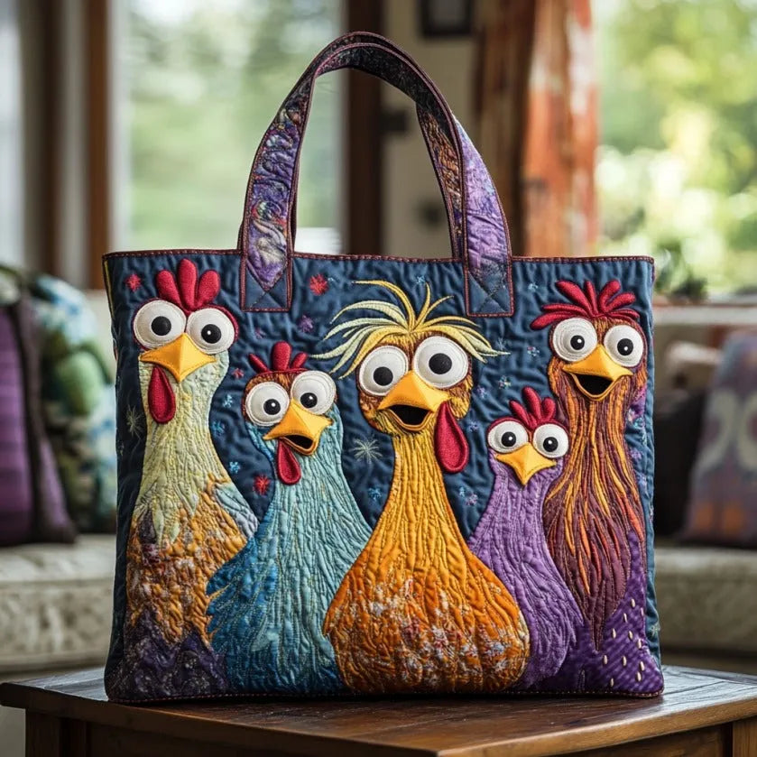 Louise | Multicolor Chicken Art Tote Bag