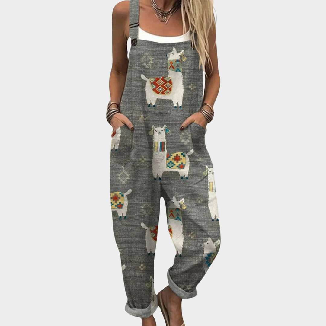Irene | Comfortable Gray Art Jumpsuit