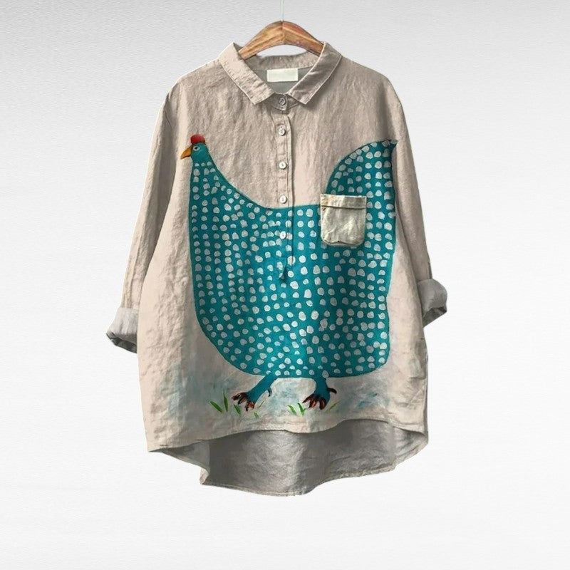 Keisha | Modern Chicken Print Blouse