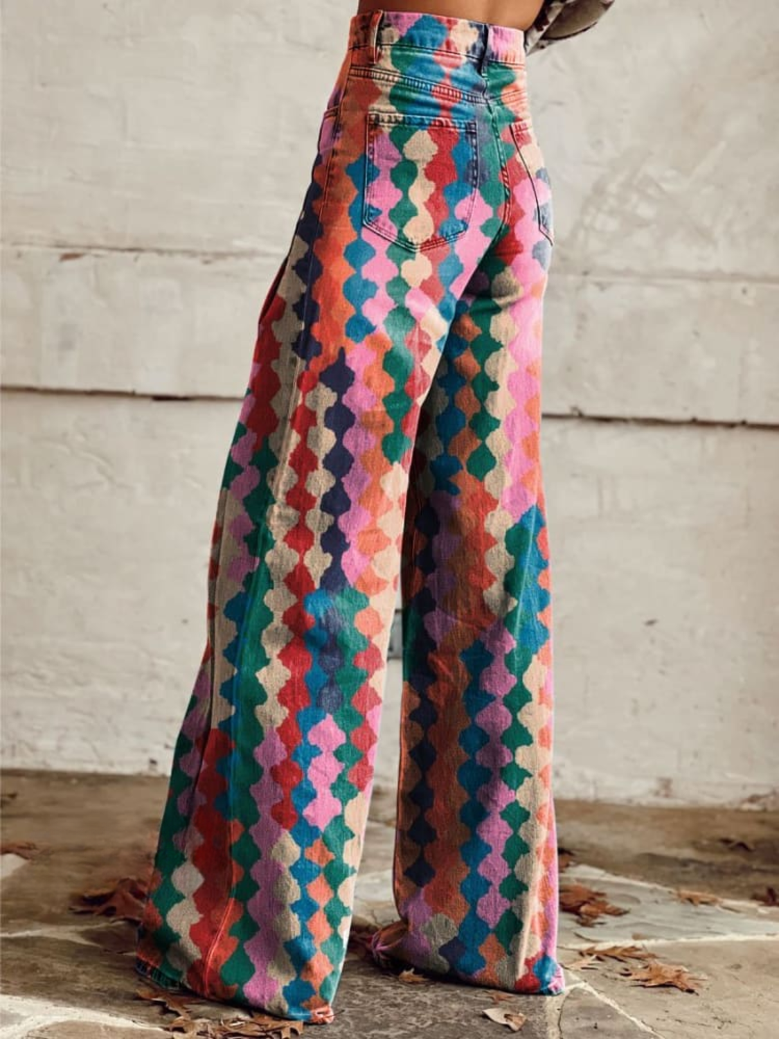 Amelia | Elegant Diamond Pattern Bohemian Pants