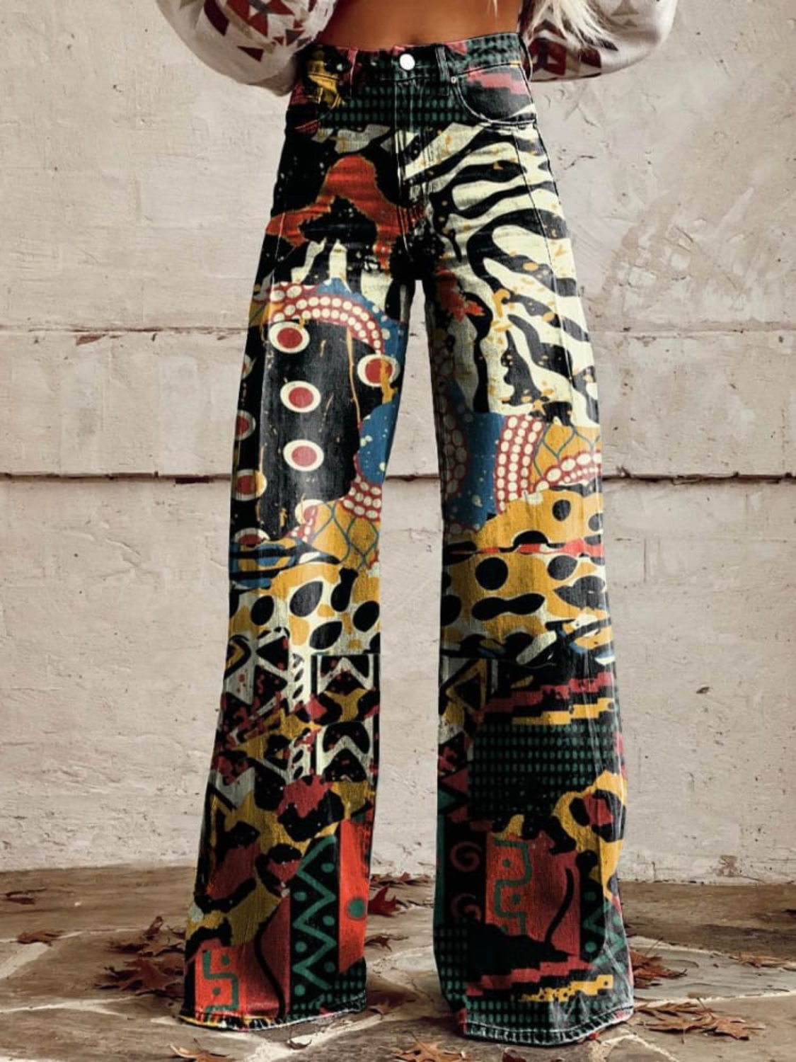 Alodia | Elegant Wide Multicolor Art Pants