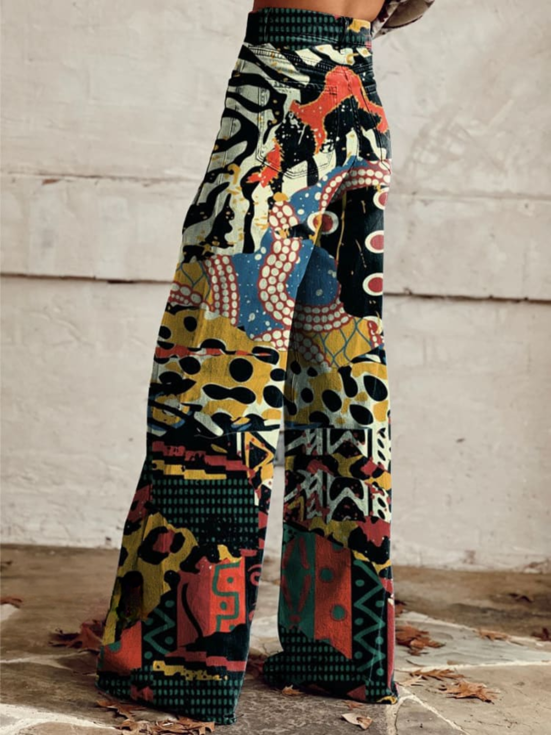 Alodia | Elegant Wide Multicolor Art Pants