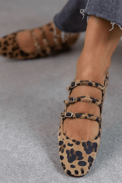 Aubrey | Premium Leopard Triple Buckle Loafers