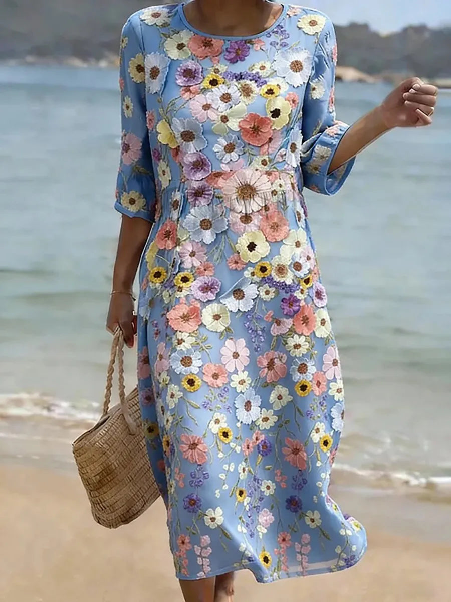 Brooke | Elegant Floral Dotted Dress