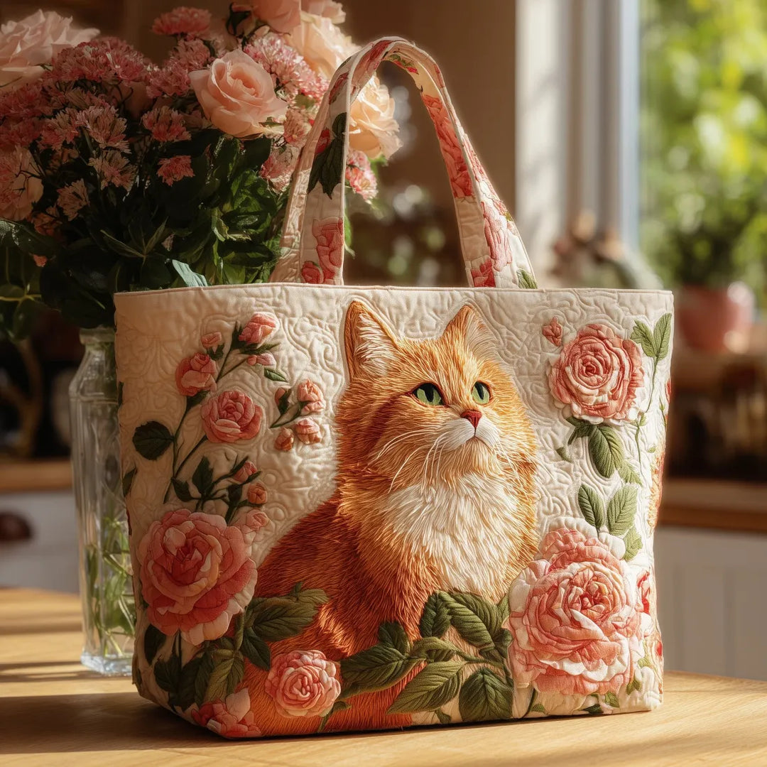 Rachel | Multicolor Rose Cat Art Tote Bag