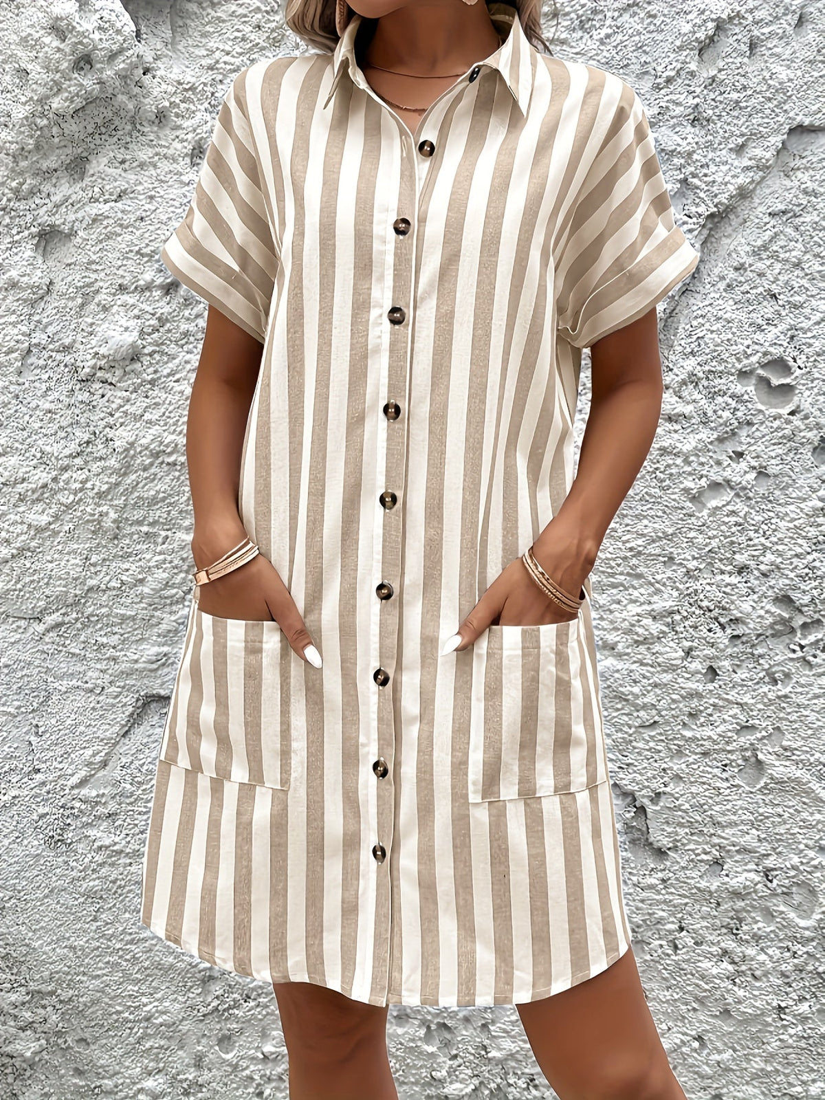 Marion | Belted Striped Shirt Dress