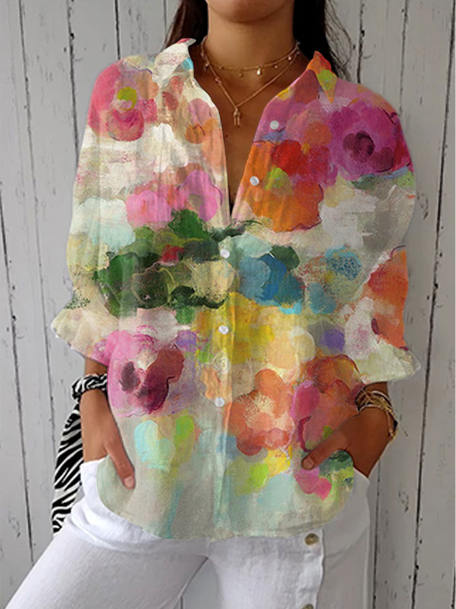Patricia | Elegant Watercolor Collar Blouse