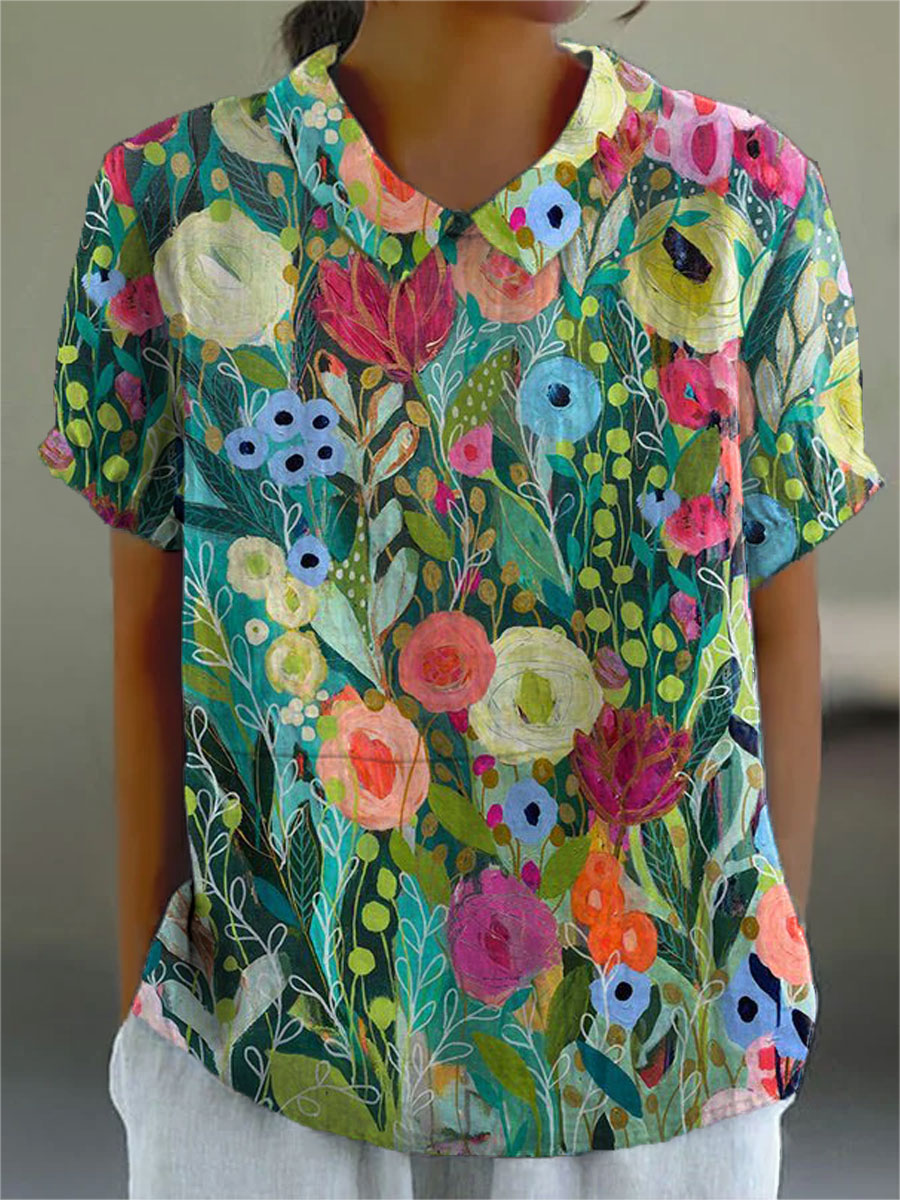 Amber | Stylish Watercolor Floral Shirt