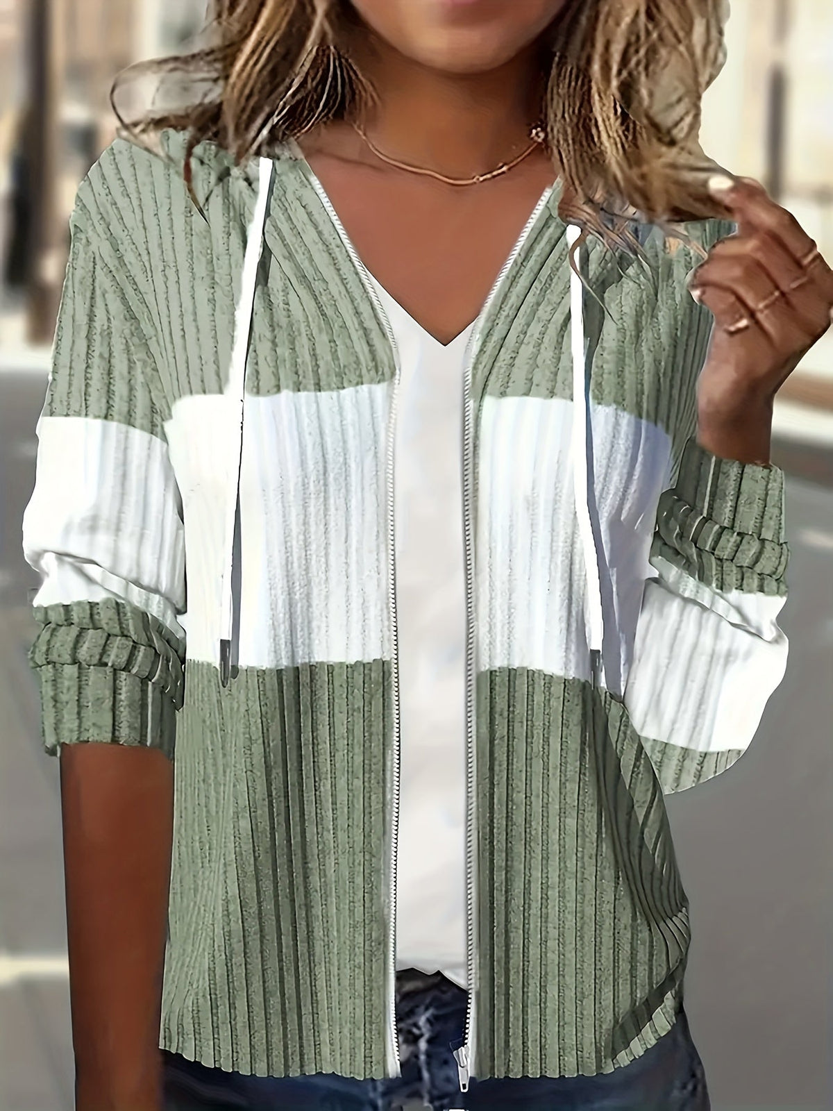 Shannon | Cozy Color-Block Zip-Up Hoodie