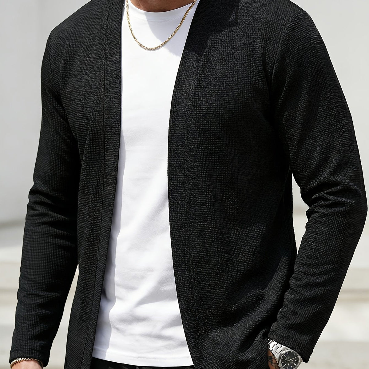 Theodore | Open-Front Textured Cardigan
