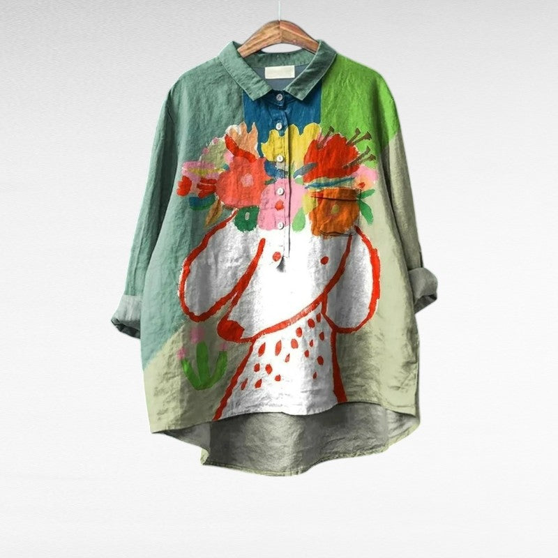 Tonya | Stylish Floral Art Long Sleeve Blouse