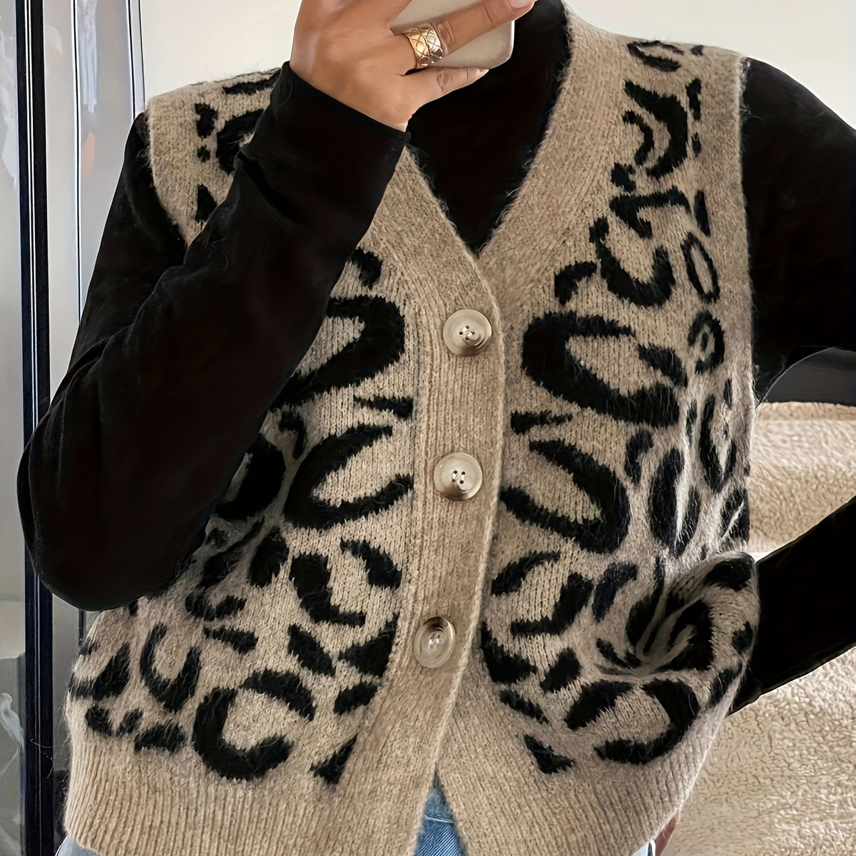 Thea | Patterned Button-Front Vest