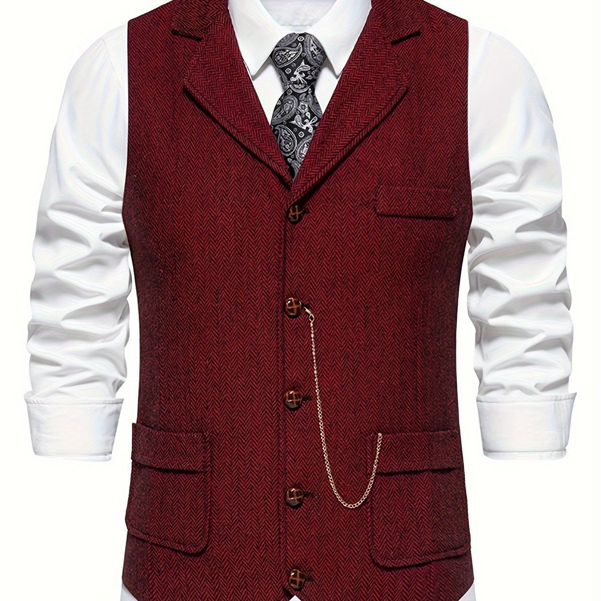 Edmund | Herringbone Single-Breasted Vest