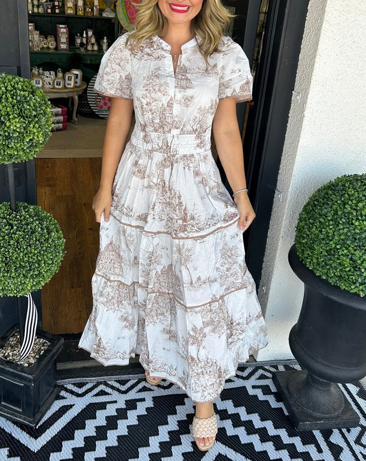 Eliza | Classic Toile Maxi Dress