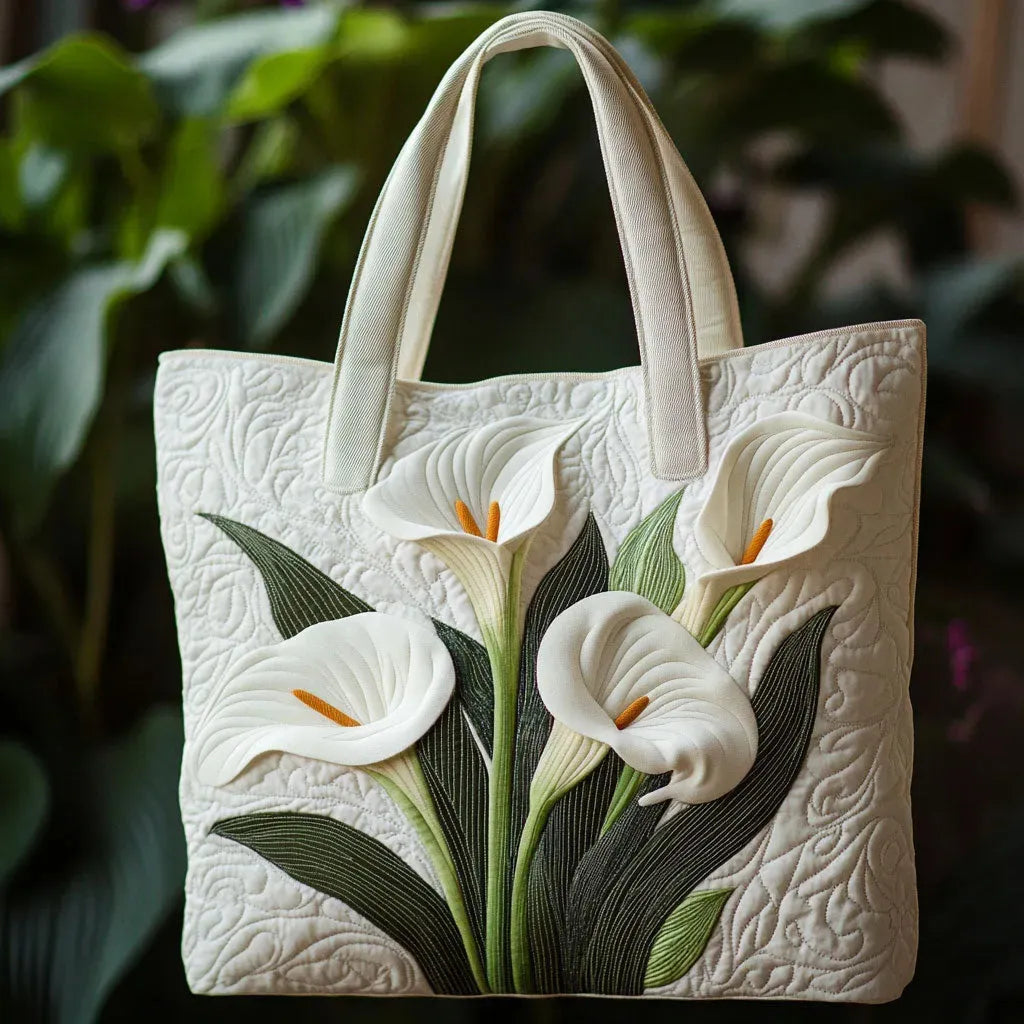 Angela | White Floral Art Tote Bag