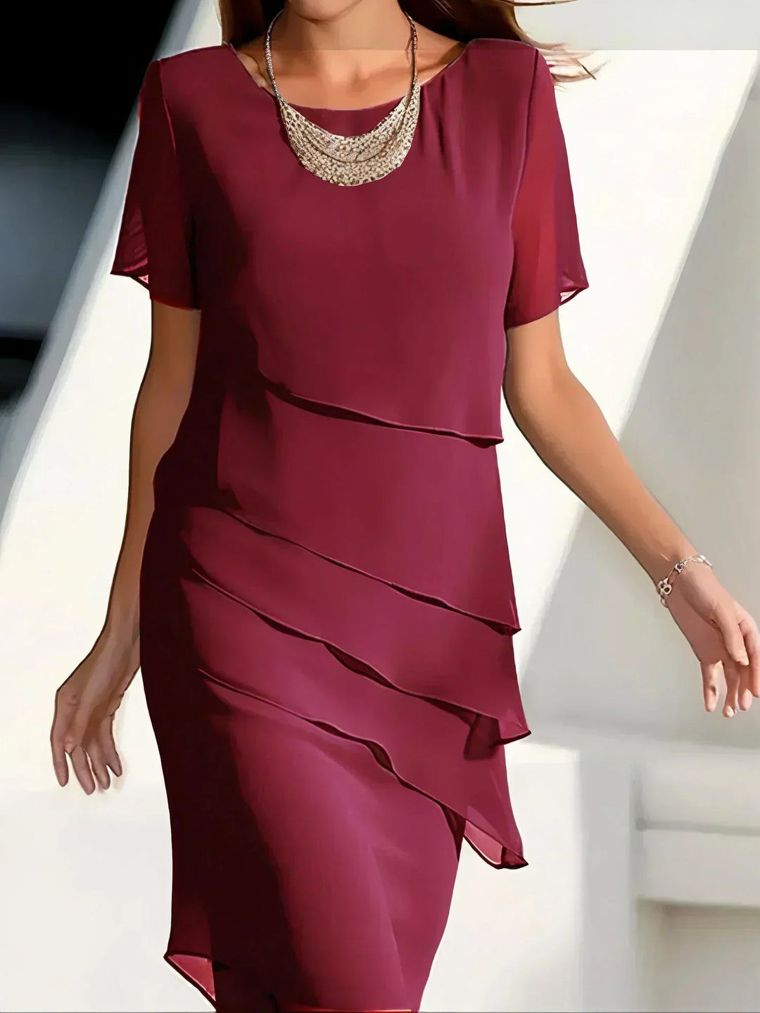 Alexandra | Elegant Flowy Short Sleeve Dress