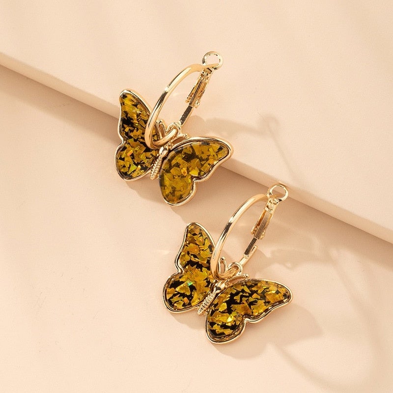 Tricia | Stylish Multicolor Butterfly Hoop Earrings