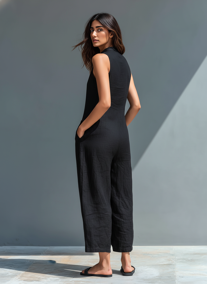 Debra | Elegant Sleeveless Plain Jumpsuit