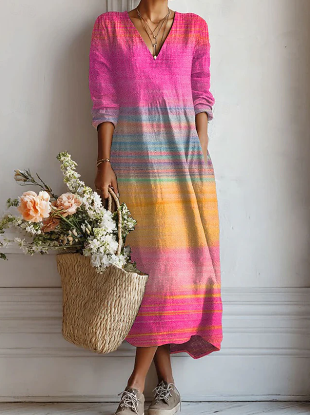 Danielle | Elegant V-Neck Multicolor Dress