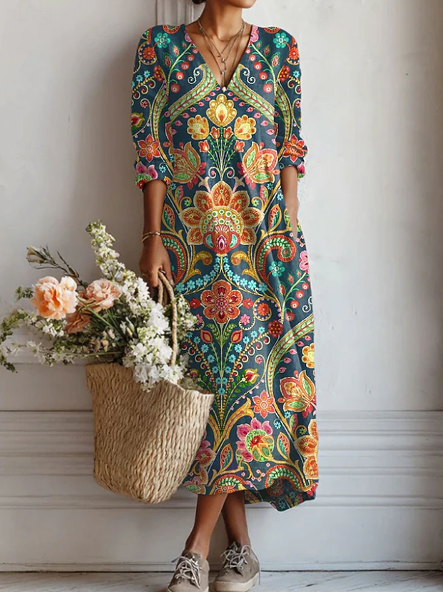 Linda | Stylish V-Neck Aztec Dress