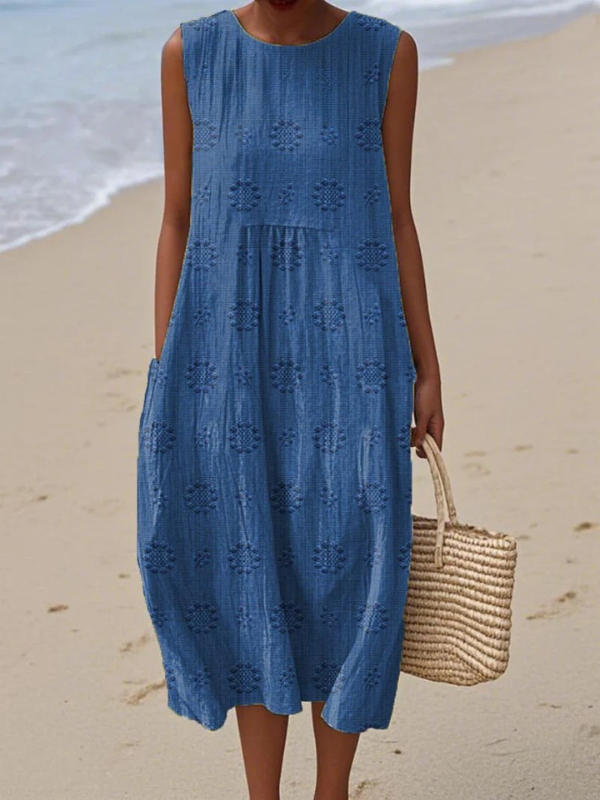 Daisy | Elegant Pattern Sleeveless Midi Dress