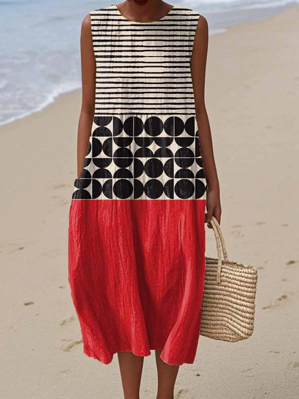 Indiana | Stylish Color Block Midi Dress