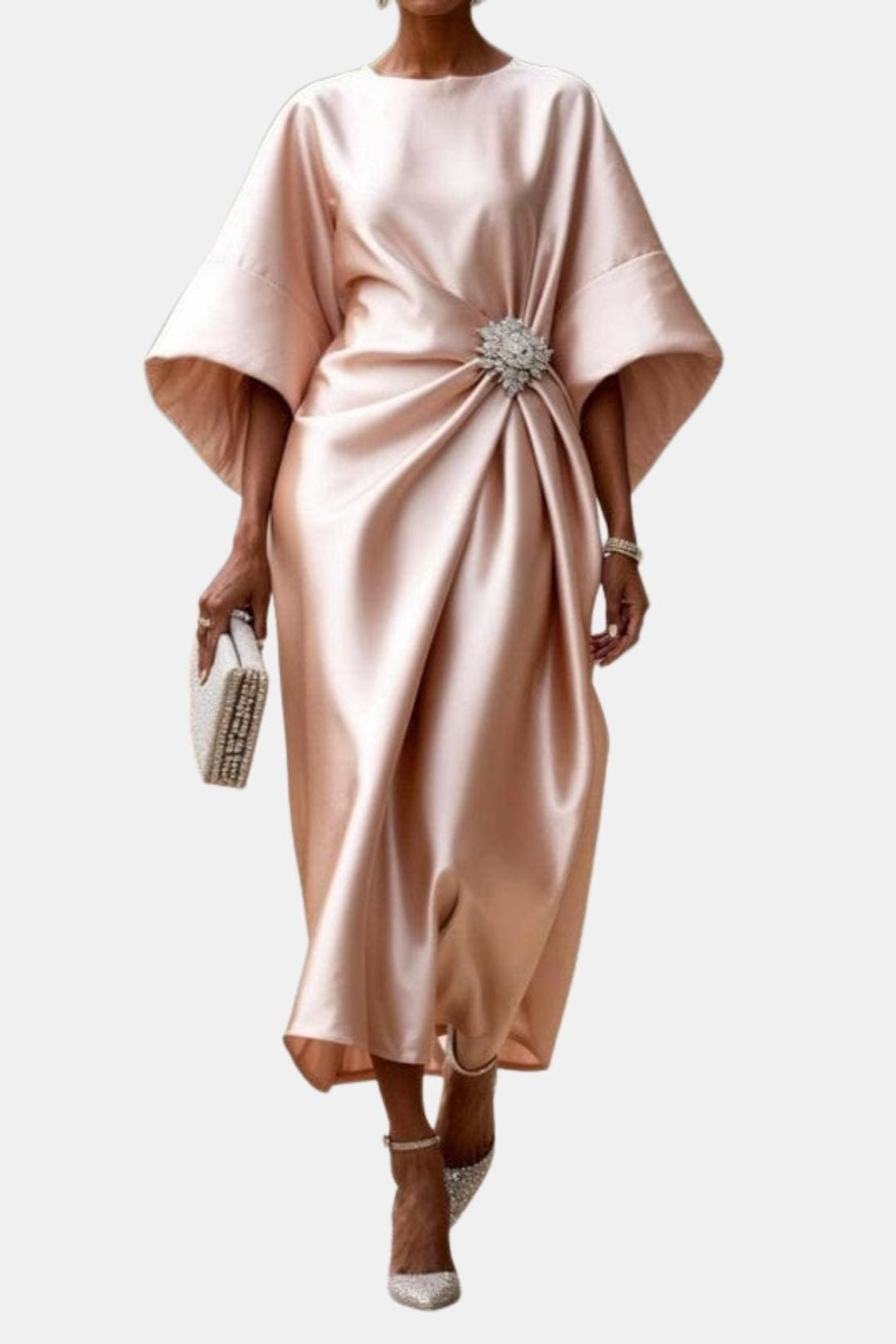 Naomi - Elegant Wide Sleeve Satin Dress