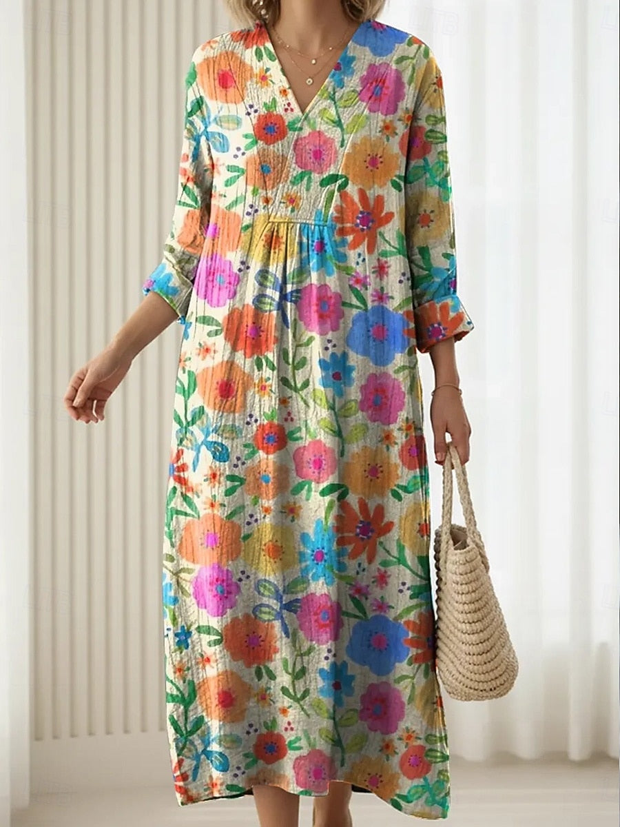 Chelsea | Classic V-Neck Multicolor Comfort Dress