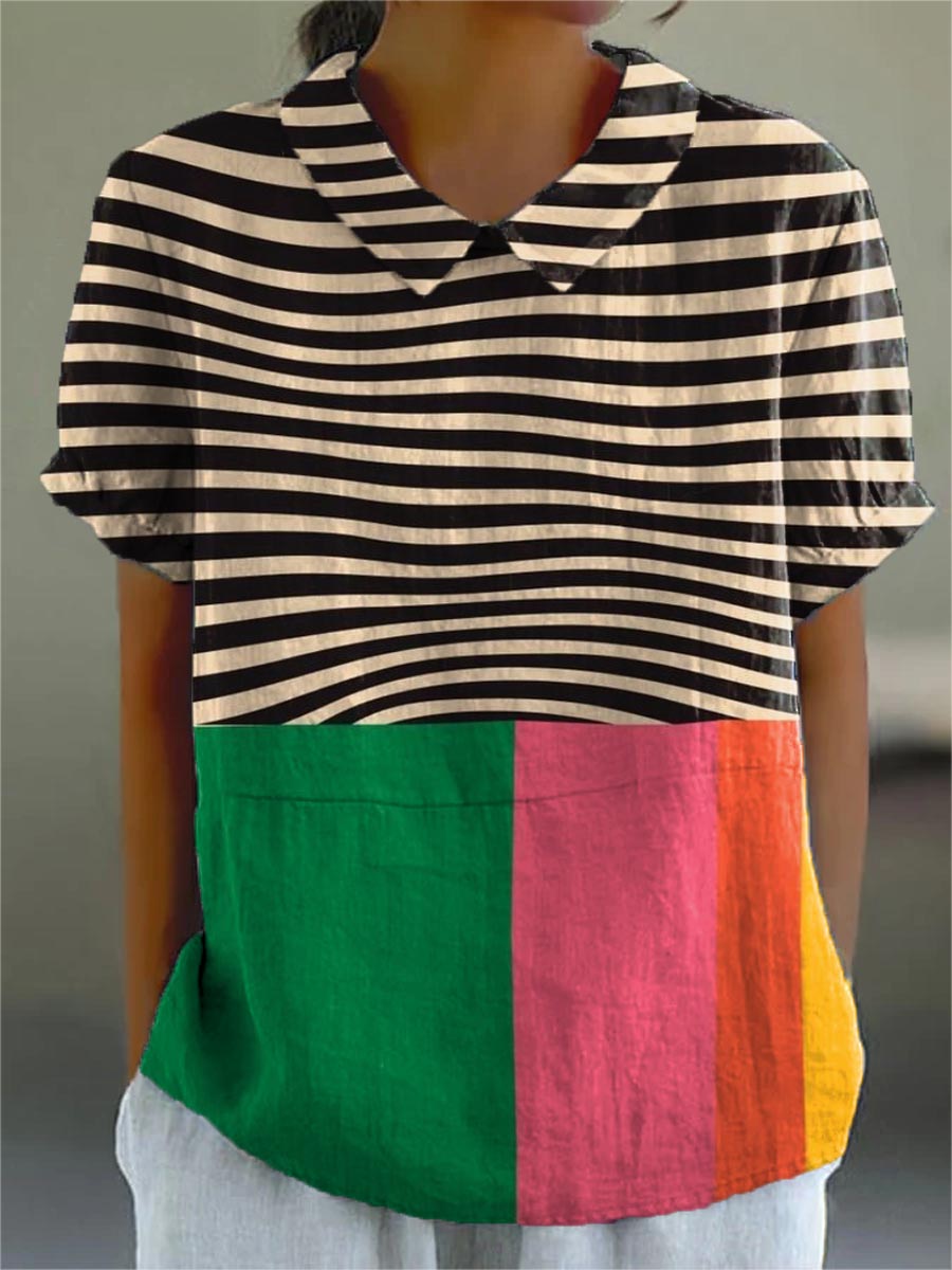 Freya | Stylish Bold Stripes and Color Block Shirt