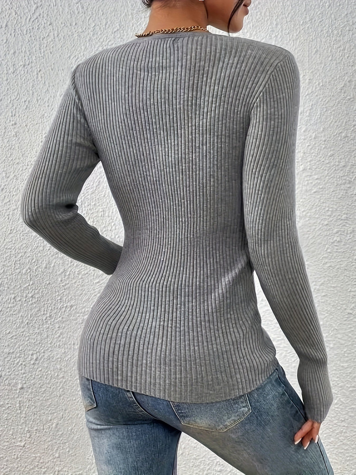 Helene | Ribbed Half-Button Top