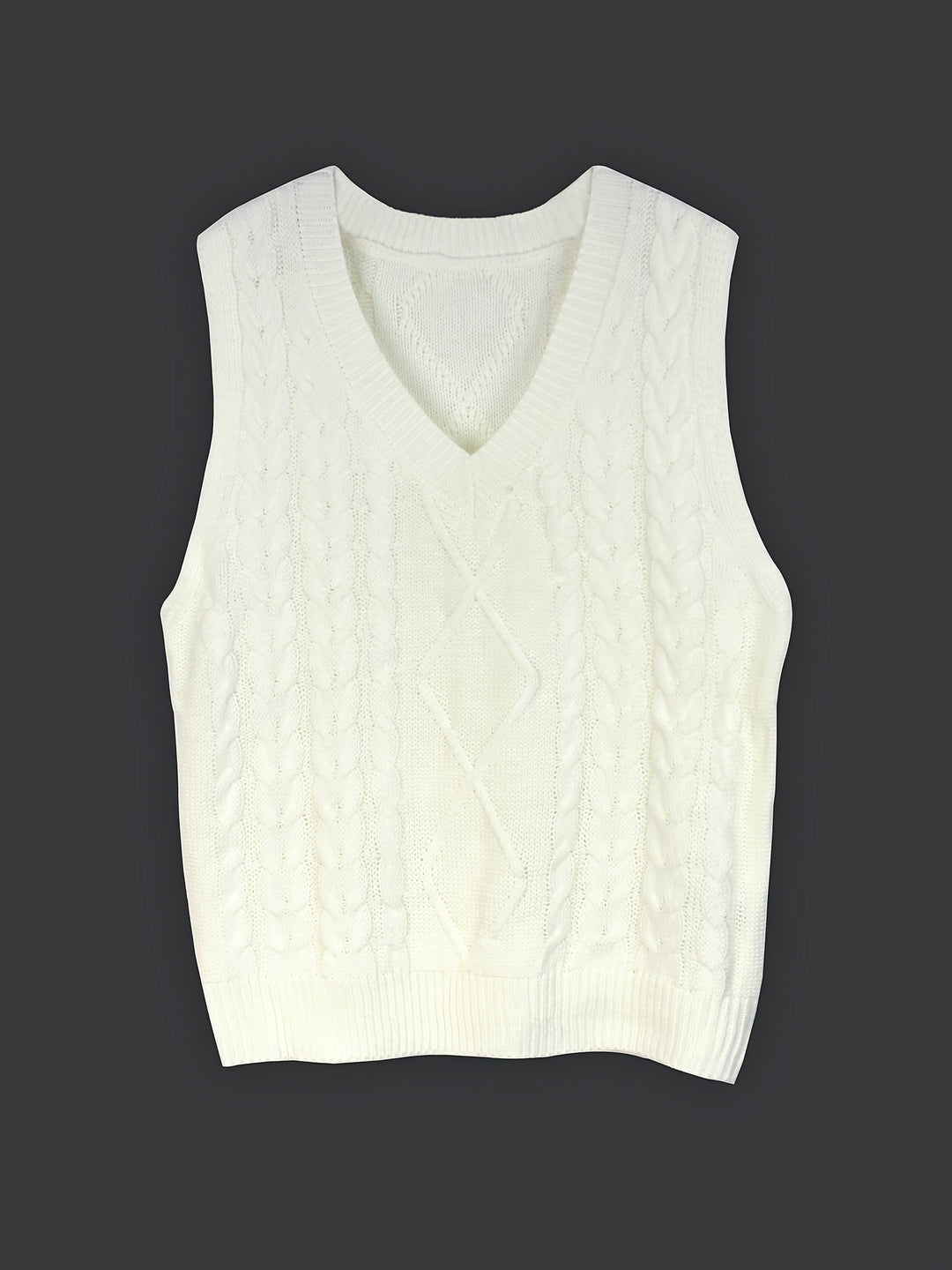 Cora | Cozy Cable-Knit V-Neck Sweater Vest