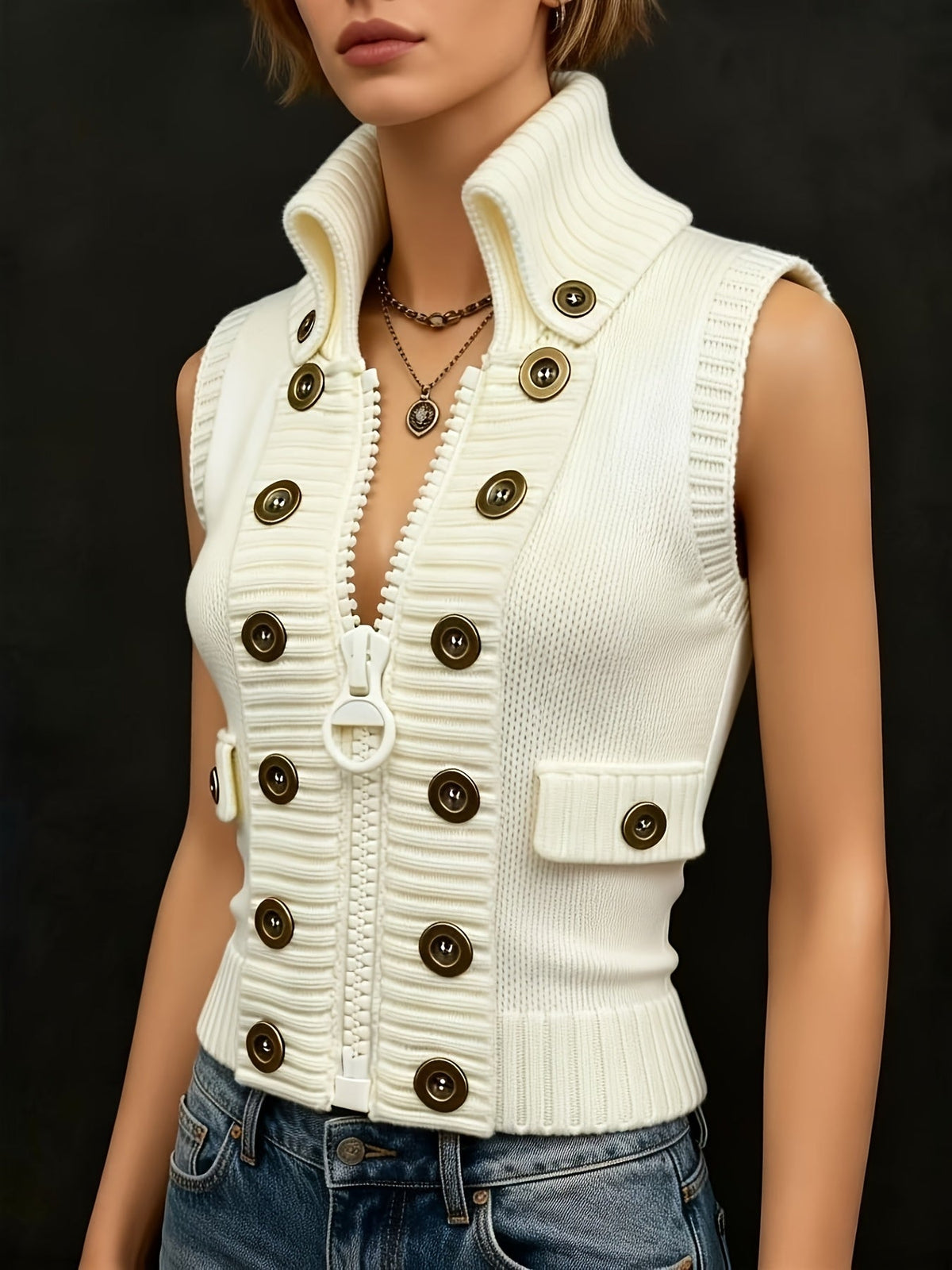 Tessa | High-Collar Zip Vest