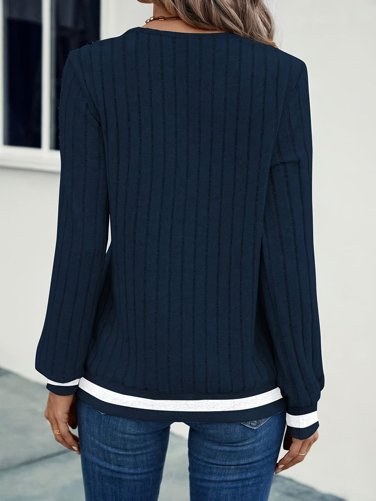 Talia | Color-Block Ribbed Long Sleeve Top