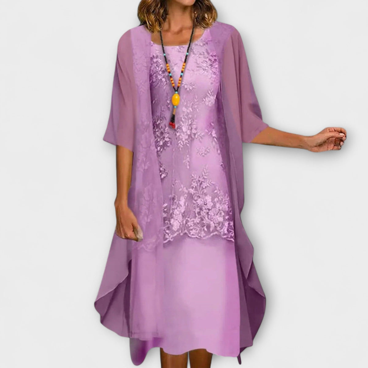 Amelia | Elegant Floral Wide Sleeve Dress