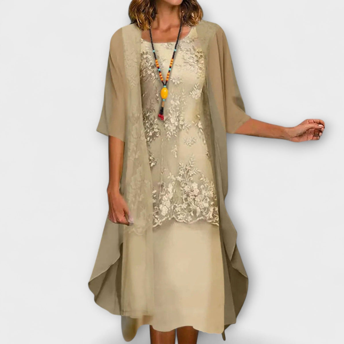 Amelia | Elegant Floral Wide Sleeve Dress