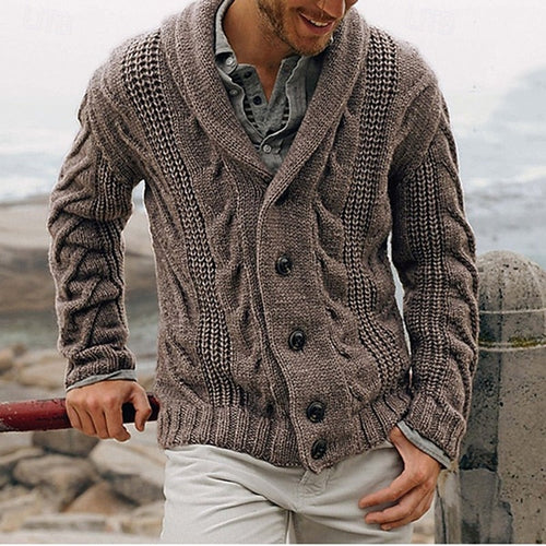 Alaric | Cable-Knit Shawl Collar Cardigan