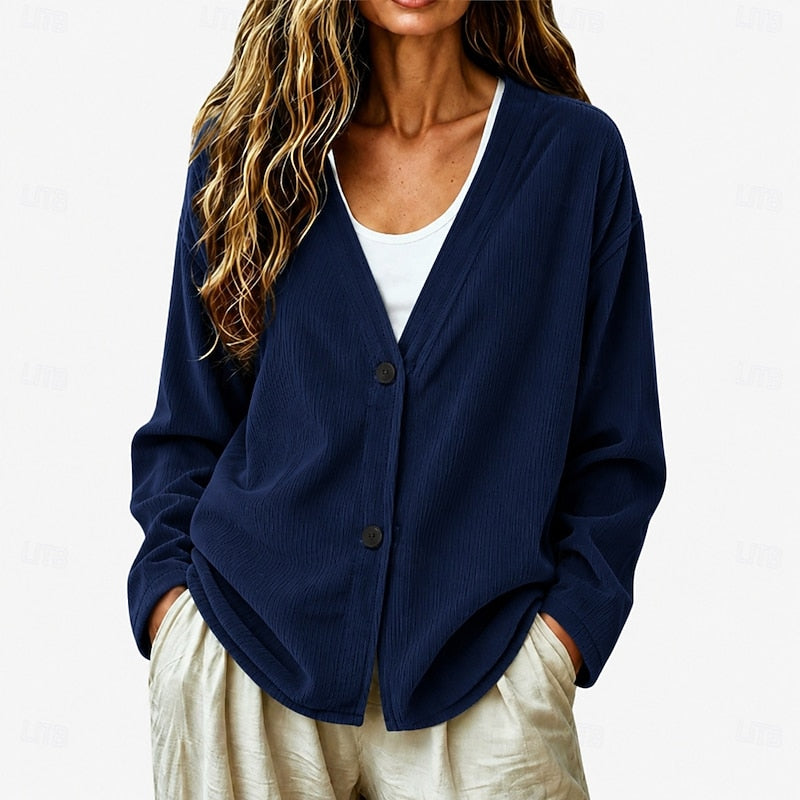 Selene | Relaxed V-Neck Button Cardigan