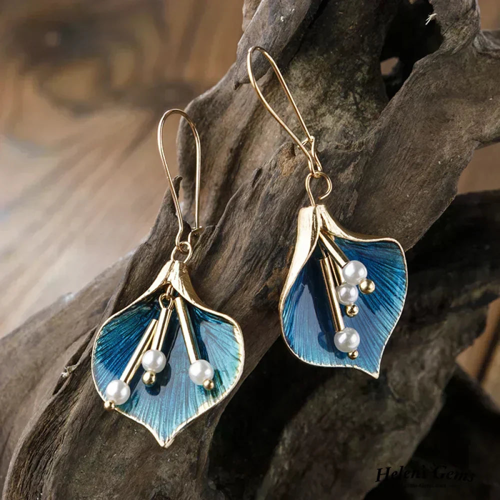 Cynthia | Stylish Blue Drop Pearl Earrings