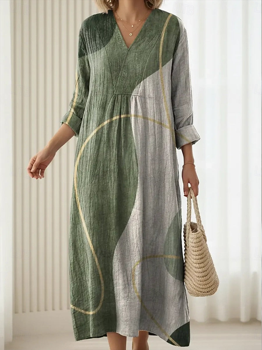 Mariah | Stylish V-Neck Multicolor Dress