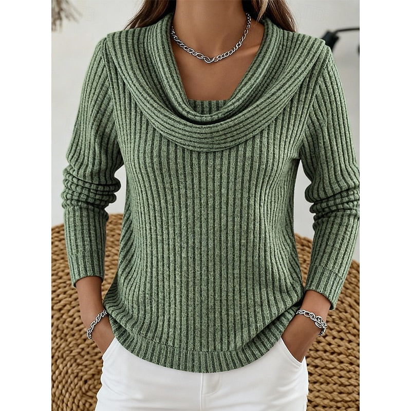 Isadora | Cowl-Neck Ribbed Top